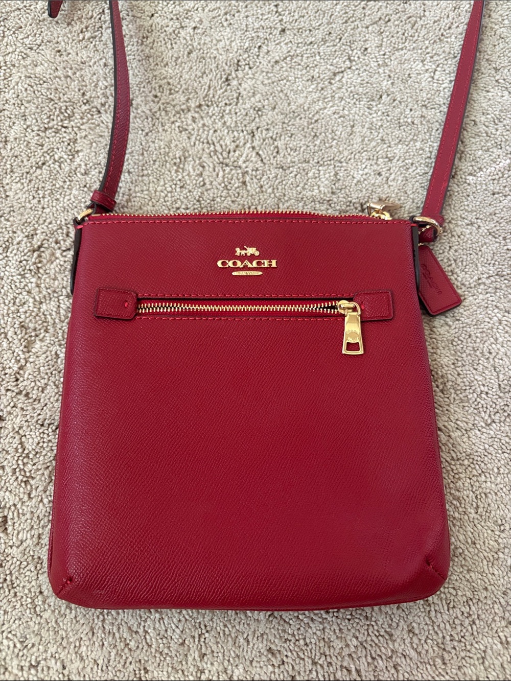 Coach Red Crossbody with Gold Hardware